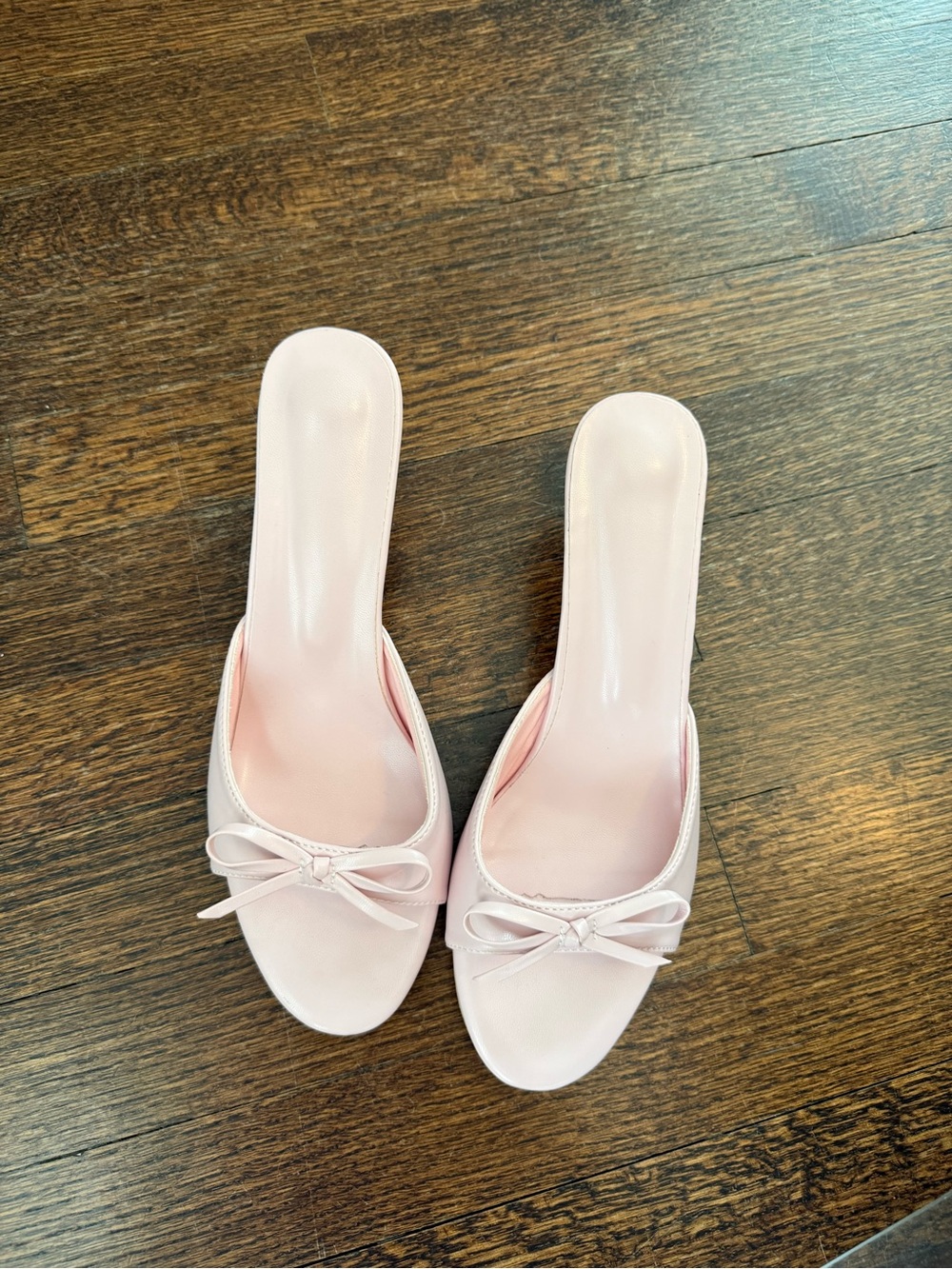 Elegant Pink Slip-On Mules with Bow Accent